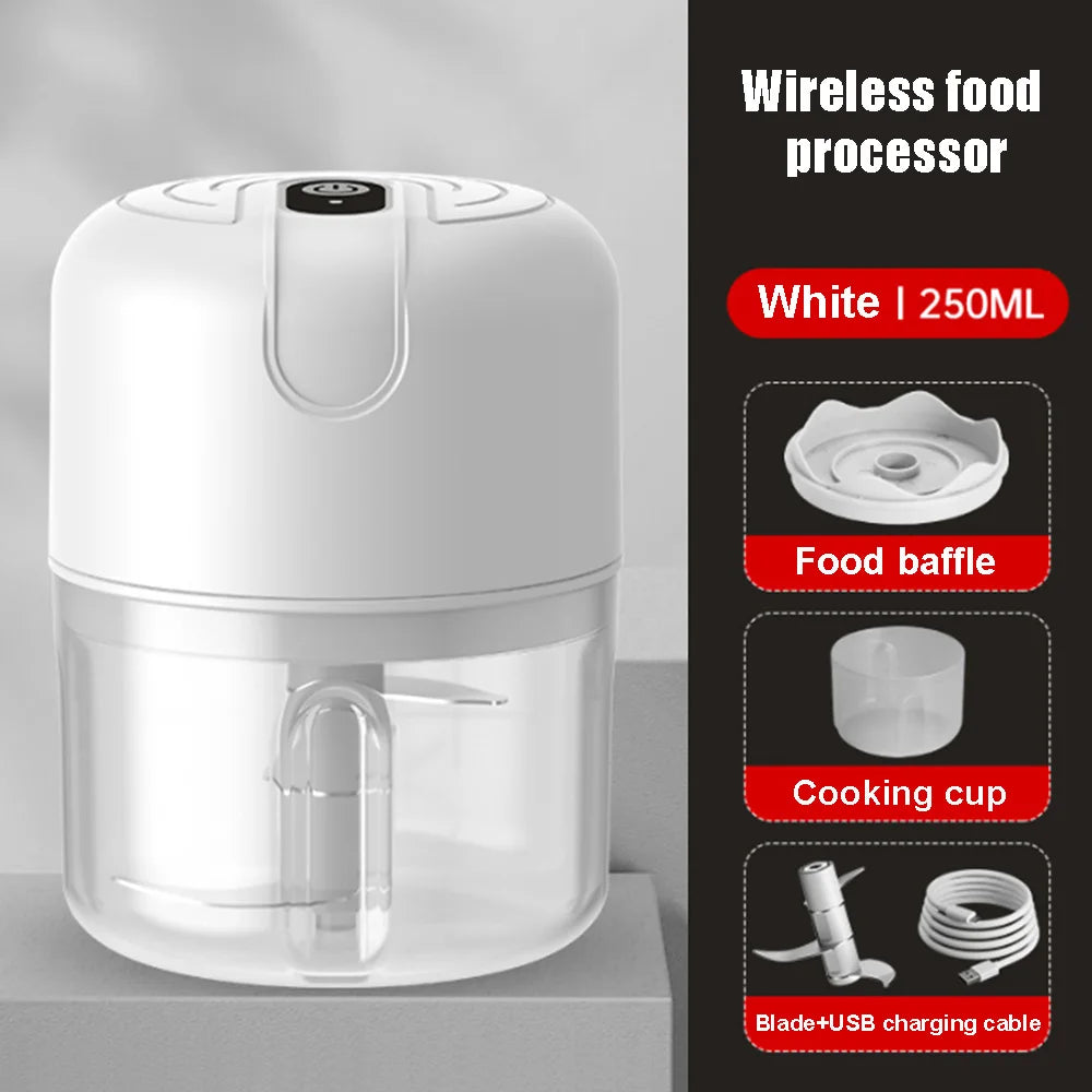 Garlic puree machine, electric garlic chopper, 250mL vegetable chili meat ginger grinder, durable kitchen charging mixer