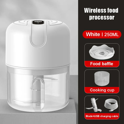 Garlic puree machine, electric garlic chopper, 250mL vegetable chili meat ginger grinder, durable kitchen charging mixer