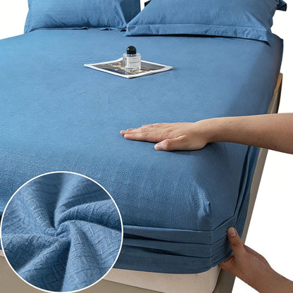 New Embossed Brushed Microfiber Fitted Sheet Deep Pocket 360° with Elastic Band Soft Breathable Queen King Mattress Cover 5-28cm