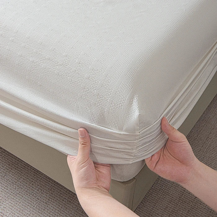 New Embossed Brushed Microfiber Fitted Sheet Deep Pocket 360° with Elastic Band Soft Breathable Queen King Mattress Cover 5-28cm