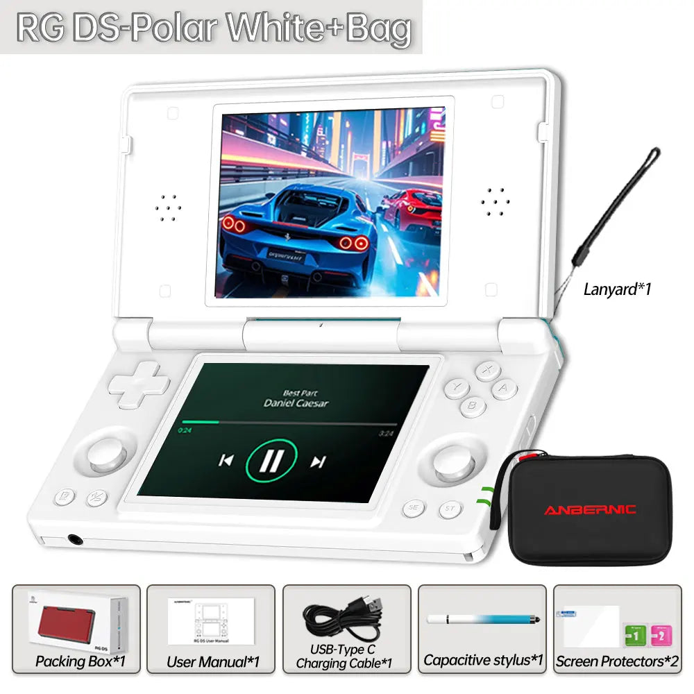 Anbernic RG DS Retro Video Game Console 4 Inch IPS Dual Multi-touch Screen Android 14 Flip Game Player RGDS For Christmas Gift