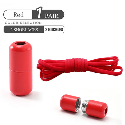 Elastic No Tie Shoelaces Semicircle Lazy Quick Laces Metal Lock Shoe Strings for Kids Adult Sneakers