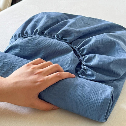 New Embossed Brushed Microfiber Fitted Sheet Deep Pocket 360° with Elastic Band Soft Breathable Queen King Mattress Cover 5-28cm