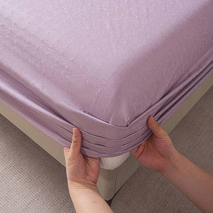 New Embossed Brushed Microfiber Fitted Sheet Deep Pocket 360° with Elastic Band Soft Breathable Queen King Mattress Cover 5-28cm