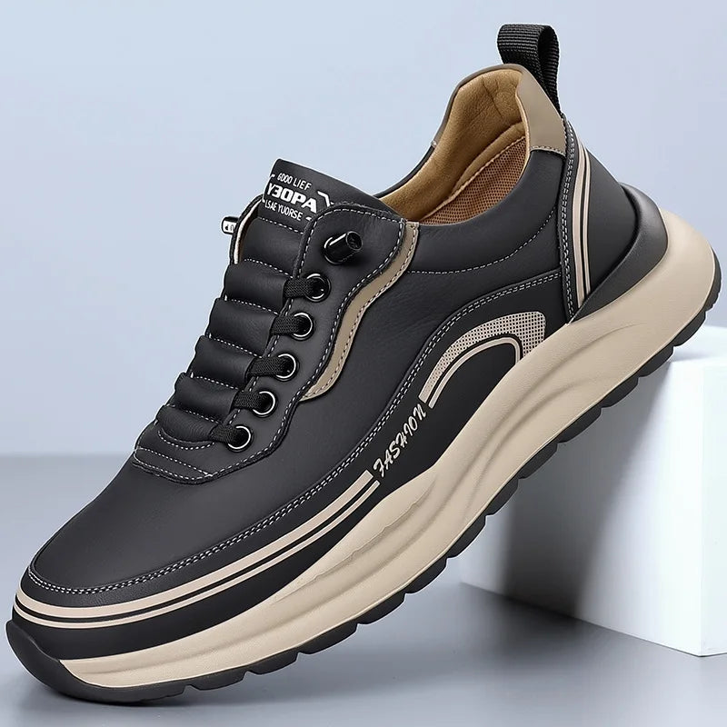 Mens Leather Casual Shoes Slip On Comfortable Breathable Lightweight Non Slip Waterproof Loafers for Wholesale