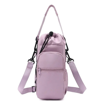 Portable Water Bottle Bag with Adjustable Strap Thermal Mugs Insulated Protective Cover Phone Pocket Outdoor Sports Travel Bag
