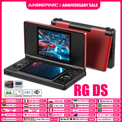 Anbernic RG DS Retro Video Game Console 4 Inch IPS Dual Multi-touch Screen Android 14 Flip Game Player RGDS For Christmas Gift