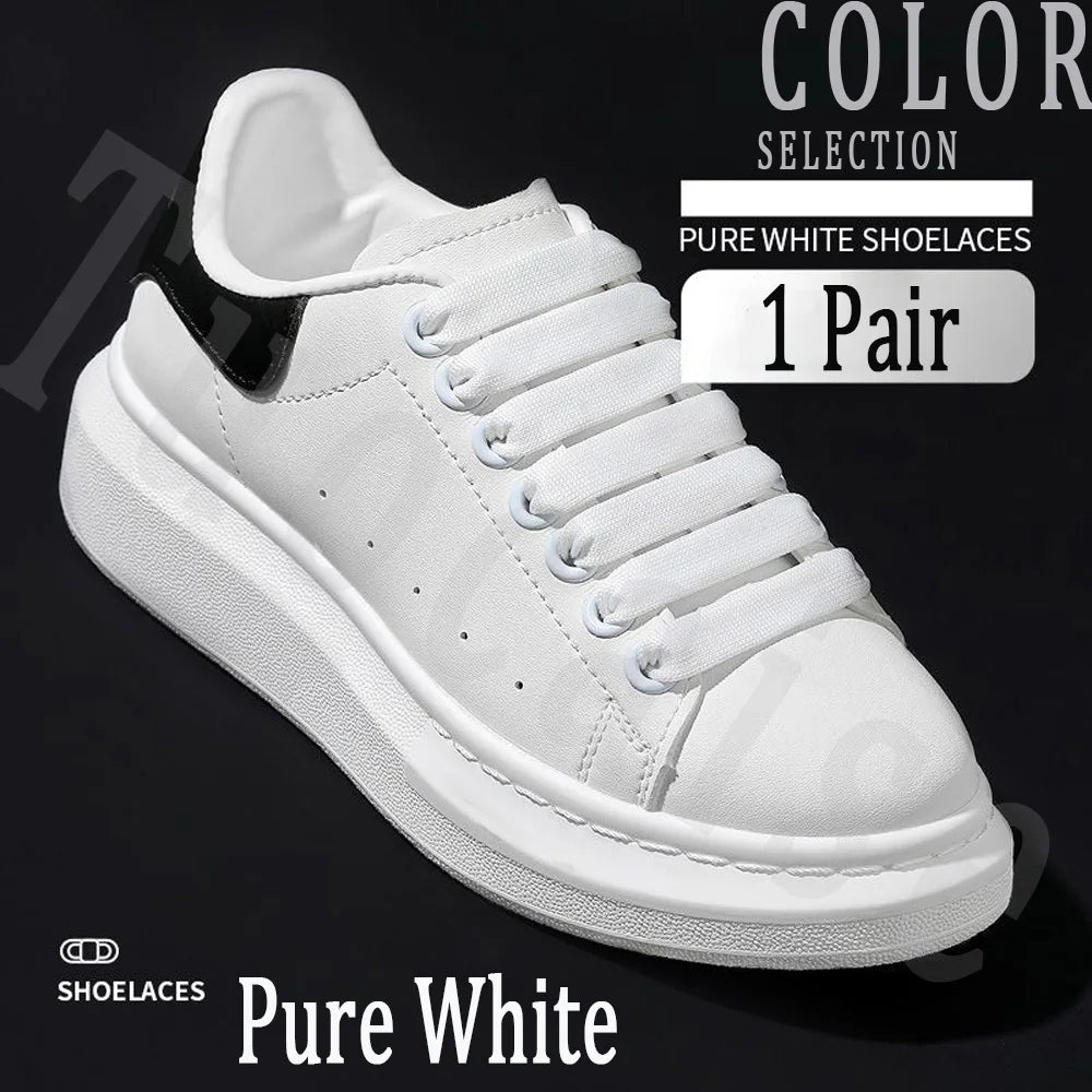 1Pair MCQ Black White Shoelaces Rainbow Shoelace Mc queen Sneaker Casual Shoes Laces Gradient 12MM Width Flat Shoe laces Strings