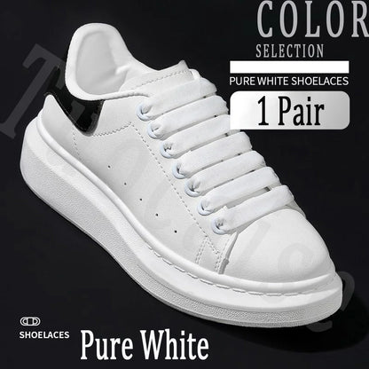 1Pair MCQ Black White Shoelaces Rainbow Shoelace Mc queen Sneaker Casual Shoes Laces Gradient 12MM Width Flat Shoe laces Strings