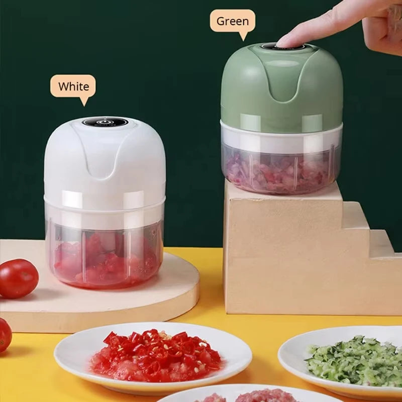 Garlic puree machine, electric garlic chopper, 250mL vegetable chili meat ginger grinder, durable kitchen charging mixer