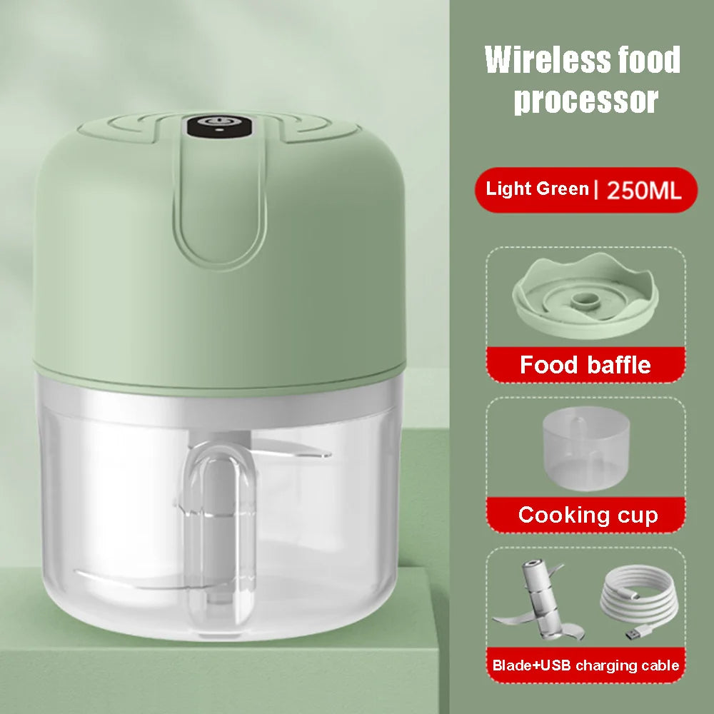 Garlic puree machine, electric garlic chopper, 250mL vegetable chili meat ginger grinder, durable kitchen charging mixer