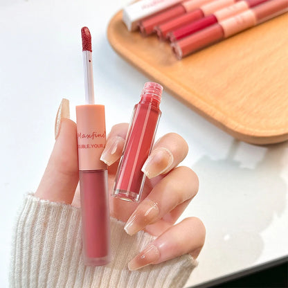Matte Mirror Double Ended Lip Gloss Velvet Texture And Jelly Texture Moisturizing And Easy To Apply Lip Liquid Lipstick