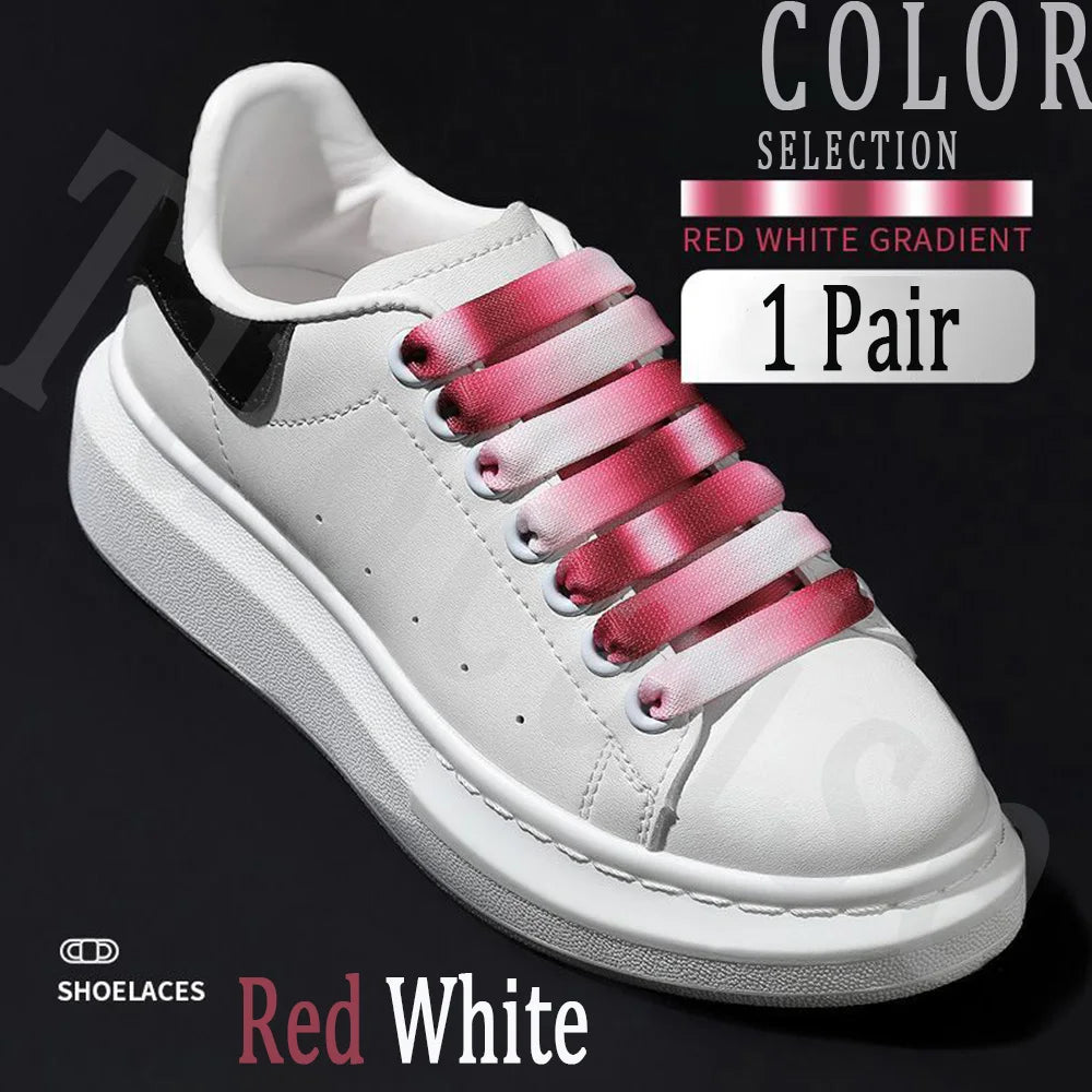 1Pair MCQ Black White Shoelaces Rainbow Shoelace Mc queen Sneaker Casual Shoes Laces Gradient 12MM Width Flat Shoe laces Strings