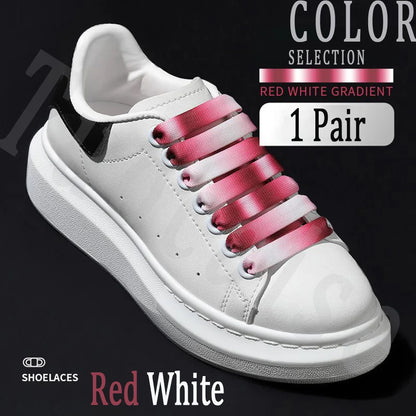 1Pair MCQ Black White Shoelaces Rainbow Shoelace Mc queen Sneaker Casual Shoes Laces Gradient 12MM Width Flat Shoe laces Strings